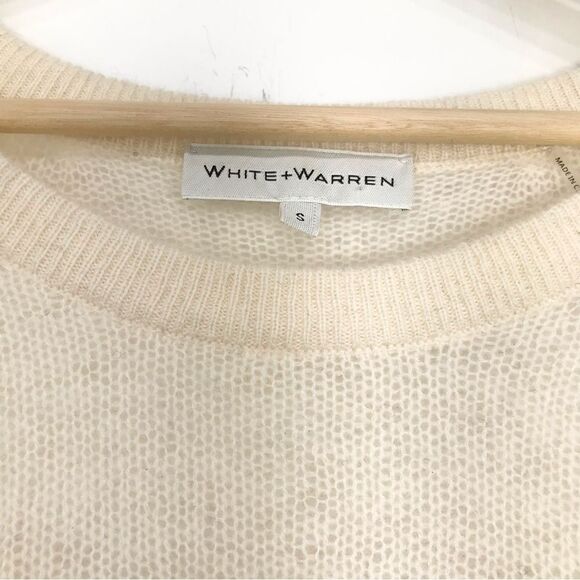 White + Warren Black Blush Cream 100% Cashmere Lightweight Striped Sweater - Picture 11 of 14